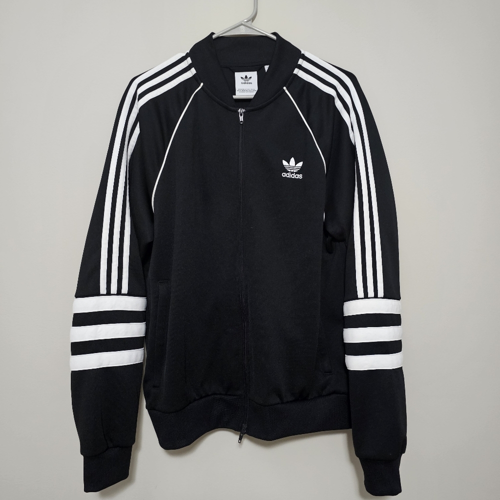 Adidas Black Jacket with White Stripes